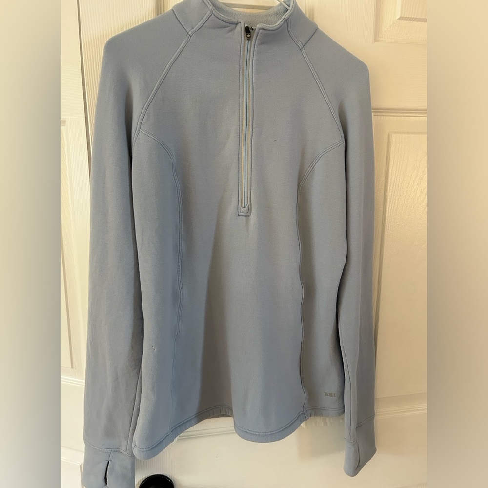REI baby blue 1/4 zip cozy top.